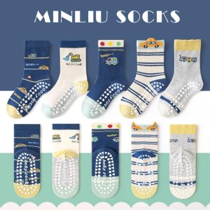 1-3 Year Kids Non-slip Soft Skin-Friendly Floor Socks - (5 Pair)