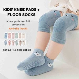 1.5 Year Kids Anti-Slip Soft Floor Socks with Knee Pad