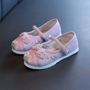 Chinese Style Girls Ethnic Cloth Shoe - Purple
