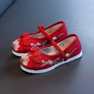 Chinese Style Girls Ethnic Cloth Shoe - Red