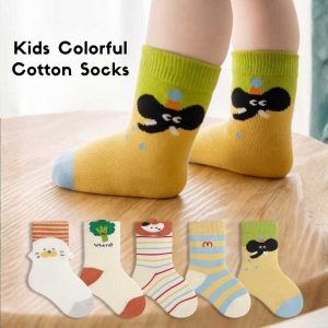 Kids Breathable Soft Cotton Cartoon Socks - (5 Pair)