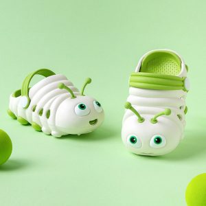 Kids Lightweight Soft Caterpillar Clog Shoe - White Green