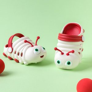 Kids Lightweight Soft Caterpillar Clog Shoe - White Red
