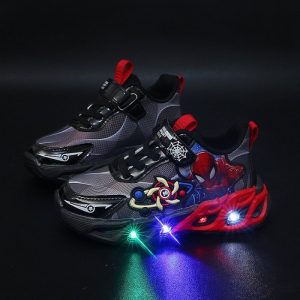 Kids Soft Spiderman Lighting Casual Shoe - Black