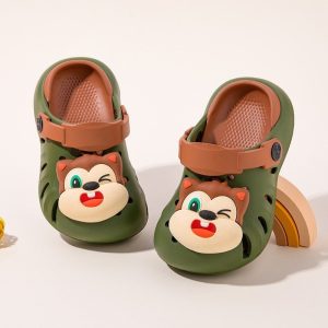 Lightweight Soft Kids Cartoon Clog Shoe - Olive