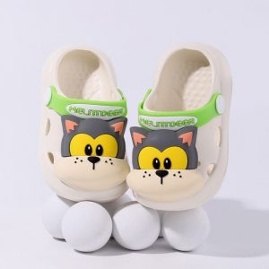 Lightweight Soft Kids Cute Kitten Clog Shoe - Beige