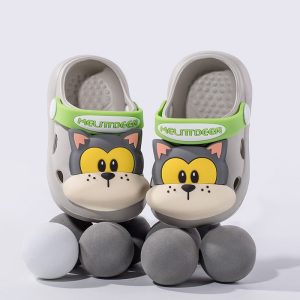 Lightweight Soft Kids Cute Kitten Clog Shoe - Gray