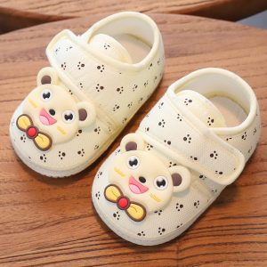 Newborn Babies Breathable Cartoon Soft Shoe - Yellow