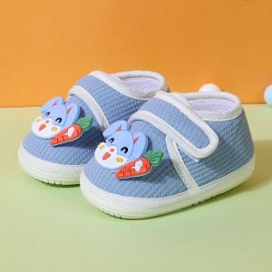 Newborn Babies Carrot and Rabbit Soft Shoe - Blue