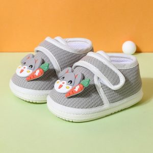 Newborn Babies Carrot and Rabbit Soft Shoe - Gray