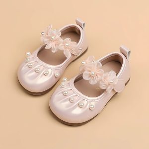 Spring Trend Soft Flower Pearl Girls Shoe - Pink