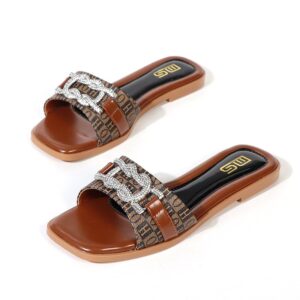 All‑Match Stylish Sparkle Flat Slider - Brown