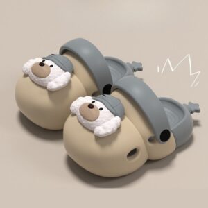 Baseball Puppy Kids Soft Cartoon Clog Shoe - Beige Gray