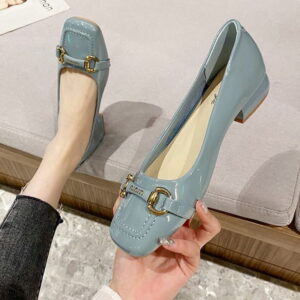 British Trend Luxury Shiny Heel Pump Shoe - Ocean Blue