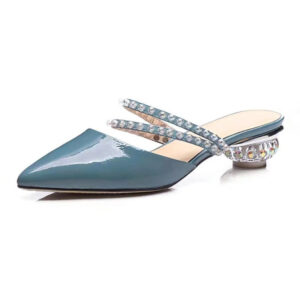 British Trend Shiny Luxury Mule Shoe - Blue
