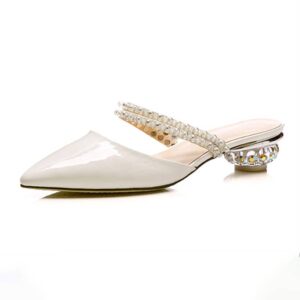British Trend Shiny Luxury Mule Shoe - White