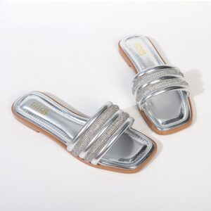 Chic Glitter Summer Trend Flat Slider - Silver