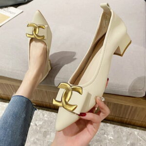Elegant Pointed Toe Stylish Heel Pump Shoe - Beige