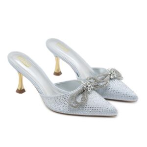 French Style Stonework Luxury High Heel - Silver