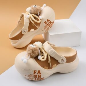 Korean Trend Soft Womens Outdoor Clog - Beige Brown