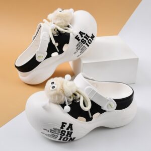 Korean Trend Soft Womens Outdoor Clog - White Black