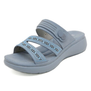 Lightweight Cozy Stone Work Sandal - Blue