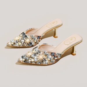 Luxury Stone Work Soft Sole High Heel - Multi Color