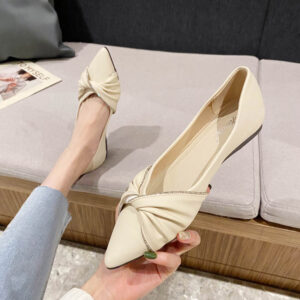 Pointed Toe Soft Chic Flat Pump Shoe - Beige