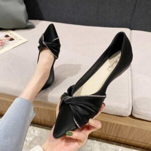 Pointed Toe Soft Chic Flat Pump Shoe - Black