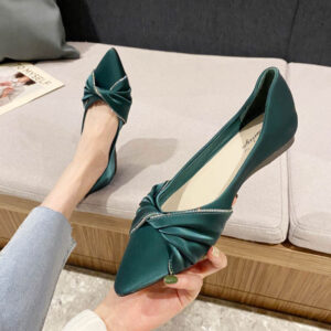 Pointed Toe Soft Chic Flat Pump Shoe - Green