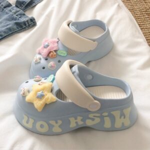 Star Bear Comfy Womens Platform Clog - Blue