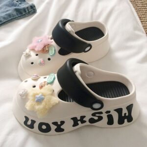 Star Bear Comfy Womens Platform Clog - White