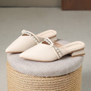 Summer Trend Pointed Fancy Mule Shoe - Beige