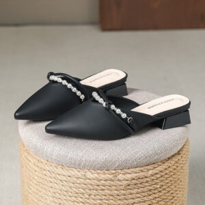 Summer Trend Pointed Fancy Mule Shoe - Black