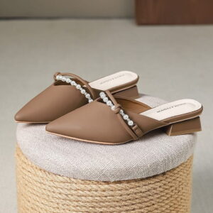Summer Trend Pointed Fancy Mule Shoe - Brown