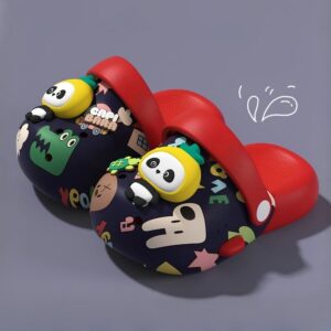Summer Trendy Soft Printed Cartoon Clog Shoe - Blue Red