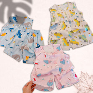 Summer Trend Kids Thin Sleeveless Shirt Pant Set - Mixed Color (3 Piece)