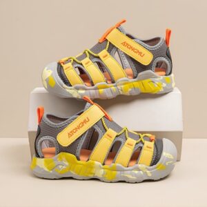 Closed Toe Soft Kids Sports Sandal - Yellow Gray