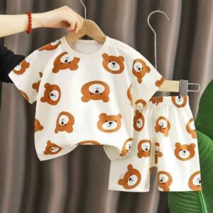 Spring Trend Kids Soft Cotton T-Shirt Pant Set - Cream