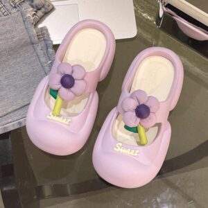 Womens Summer Trend Floral Beach Clog - Purple