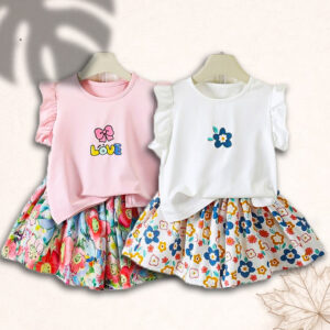 Girls Soft Summer Floral Pant Top Set - Mix Color (2 Piece)