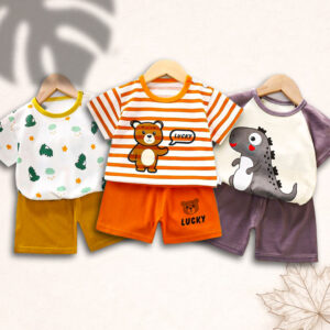 Spring Trend Kids Soft Cotton T-Shirt Pant Set - Mixed Color (3 Pic)