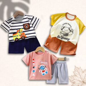 Spring Trend Kids Soft Cotton T-Shirt Pant Set - Mixed Color (3 Piece)